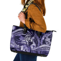 Maori Romantic Valentine Leather Tote Bag The Hongi Kiss Purple Galaxy
