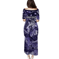 Personalised Maori Romantic Valentine Puletasi The Hongi Kiss Purple Galaxy