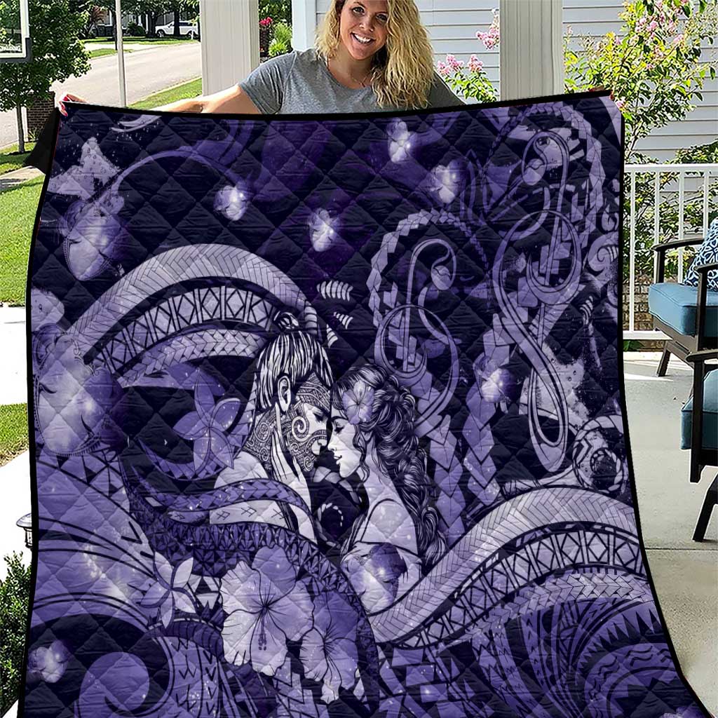 Maori Romantic Valentine Quilt The Hongi Kiss Purple Galaxy