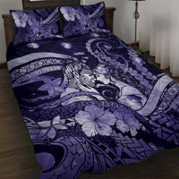 Maori Romantic Valentine Quilt Bed Set The Hongi Kiss Purple Galaxy