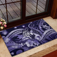 Maori Romantic Valentine Rubber Doormat The Hongi Kiss Purple Galaxy