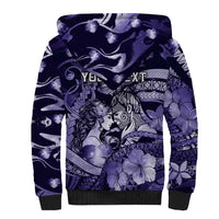 Personalised Maori Romantic Valentine Sherpa Hoodie The Hongi Kiss Purple Galaxy