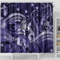 Maori Romantic Valentine Shower Curtain The Hongi Kiss Purple Galaxy