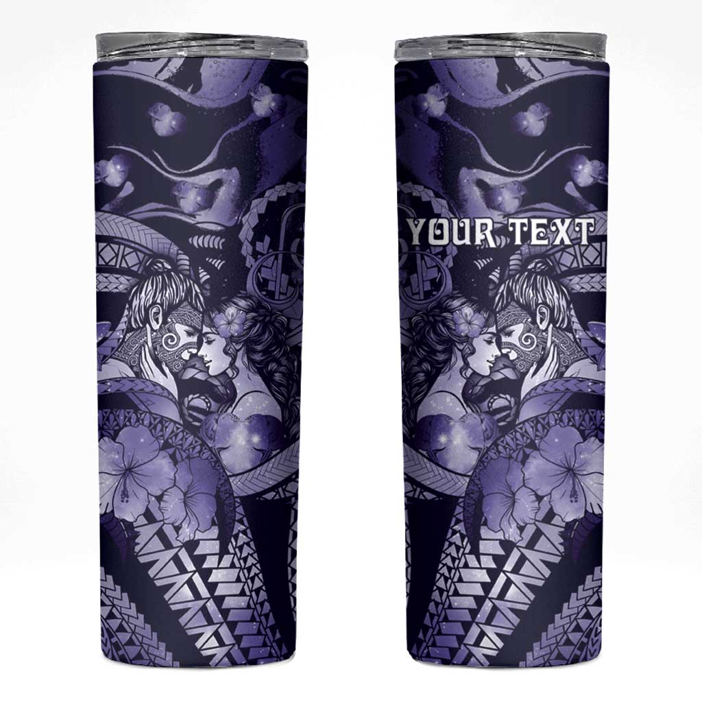 Personalised Maori Romantic Valentine Skinny Tumbler The Hongi Kiss Purple Galaxy