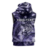 Personalised Maori Romantic Valentine Sleeveless Zip Hoodie The Hongi Kiss Purple Galaxy