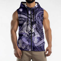 Personalised Maori Romantic Valentine Sleeveless Zip Hoodie The Hongi Kiss Purple Galaxy
