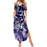 Personalised Maori Romantic Valentine Summer Maxi Dress The Hongi Kiss Purple Galaxy DT05 Women Purple - Polynesian Pride