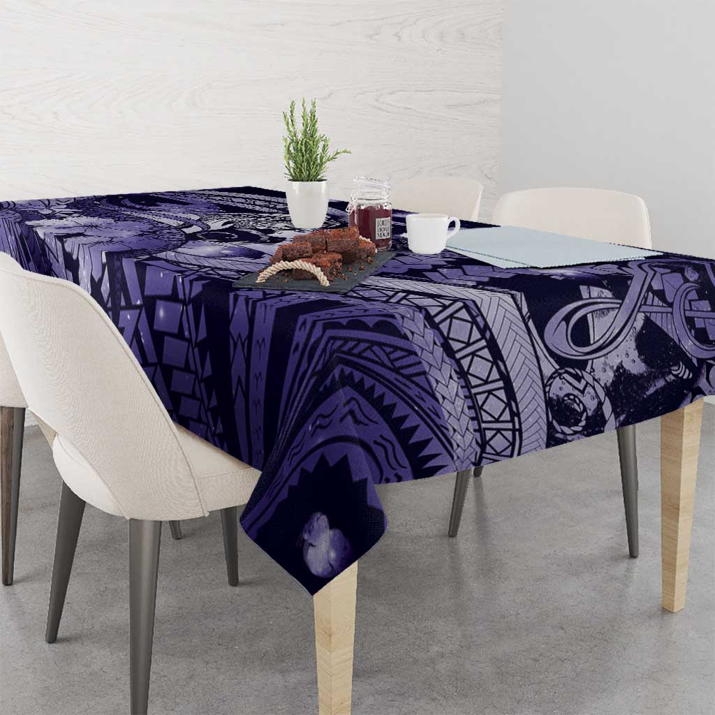 Maori Romantic Valentine Tablecloth The Hongi Kiss Purple Galaxy