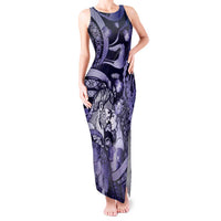 Personalised Maori Romantic Valentine Tank Maxi Dress The Hongi Kiss Purple Galaxy DT05 Women Purple - Polynesian Pride