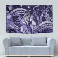 Maori Romantic Valentine Tapestry The Hongi Kiss Purple Galaxy