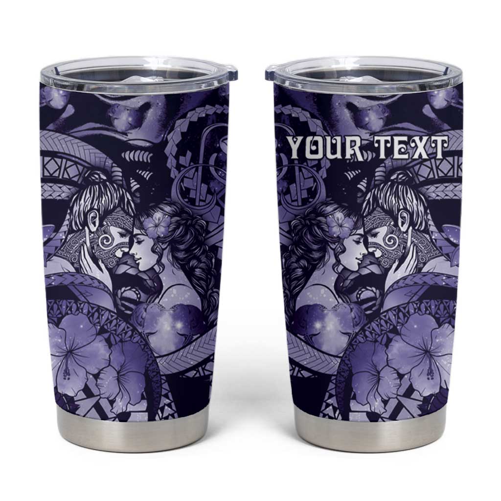 Personalised Maori Romantic Valentine Tumbler Cup The Hongi Kiss Purple Galaxy