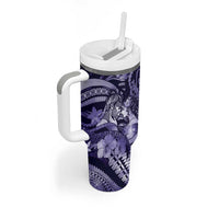 Personalised Maori Romantic Valentine Tumbler With Handle The Hongi Kiss Purple Galaxy