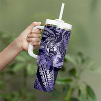 Personalised Maori Romantic Valentine Tumbler With Handle The Hongi Kiss Purple Galaxy