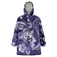 Personalised Maori Romantic Valentine Wearable Blanket Hoodie The Hongi Kiss Purple Galaxy