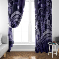 Maori Romantic Valentine Window Curtain The Hongi Kiss Purple Galaxy