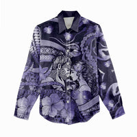 Personalised Maori Romantic Valentine Women Casual Shirt The Hongi Kiss Purple Galaxy
