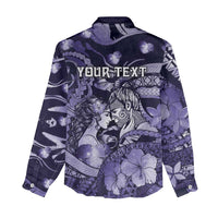 Personalised Maori Romantic Valentine Women Casual Shirt The Hongi Kiss Purple Galaxy