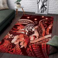 Maori Romantic Valentine Area Rug The Hongi Kiss Red Galaxy