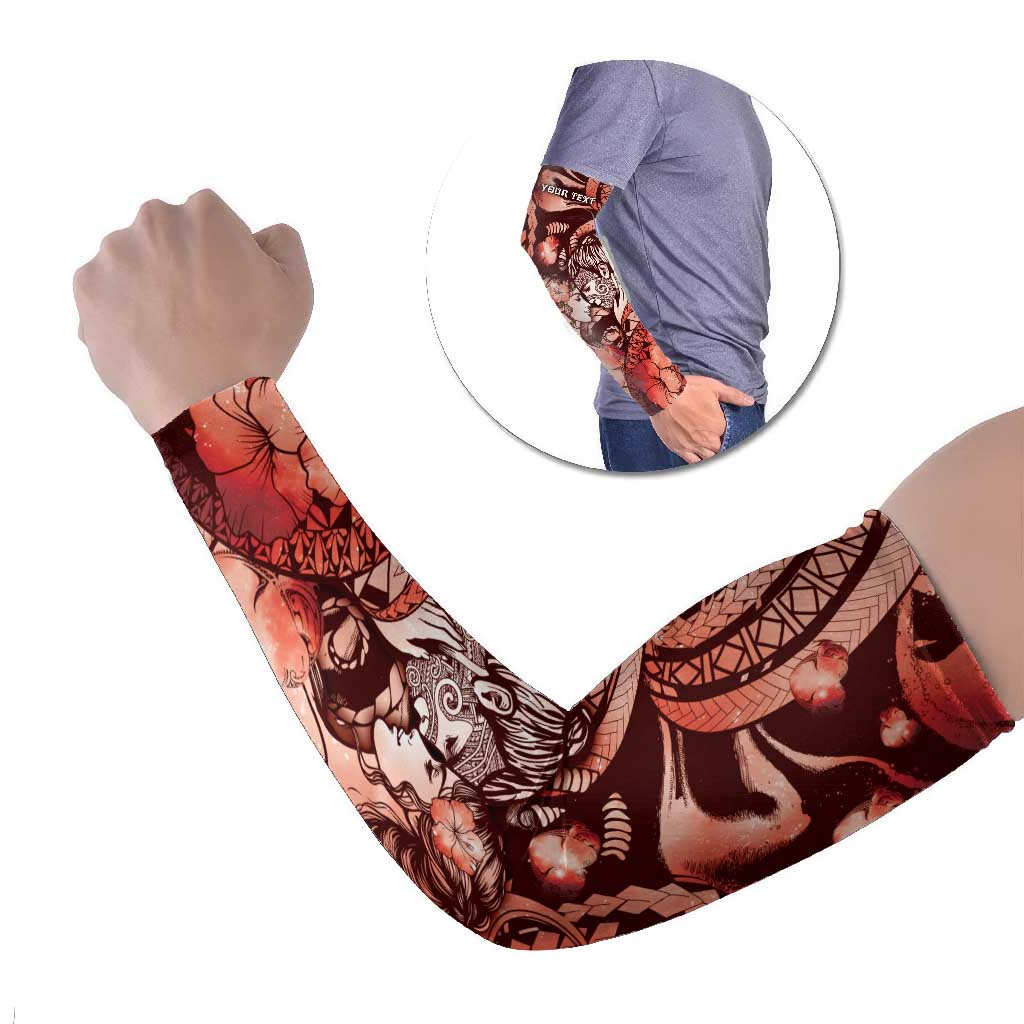 Personalised Maori Romantic Valentine Arm Sleeves The Hongi Kiss Red Galaxy