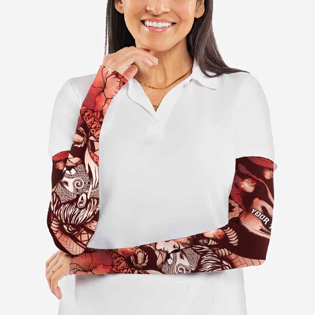 Personalised Maori Romantic Valentine Arm Sleeves The Hongi Kiss Red Galaxy