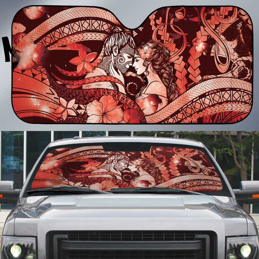 Maori Romantic Valentine Auto Sun Shade The Hongi Kiss Red Galaxy