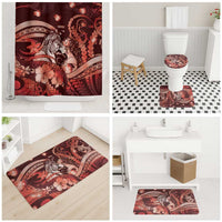 Maori Romantic Valentine Bathroom Set The Hongi Kiss Red Galaxy