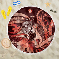 Maori Romantic Valentine Beach Blanket The Hongi Kiss Red Galaxy
