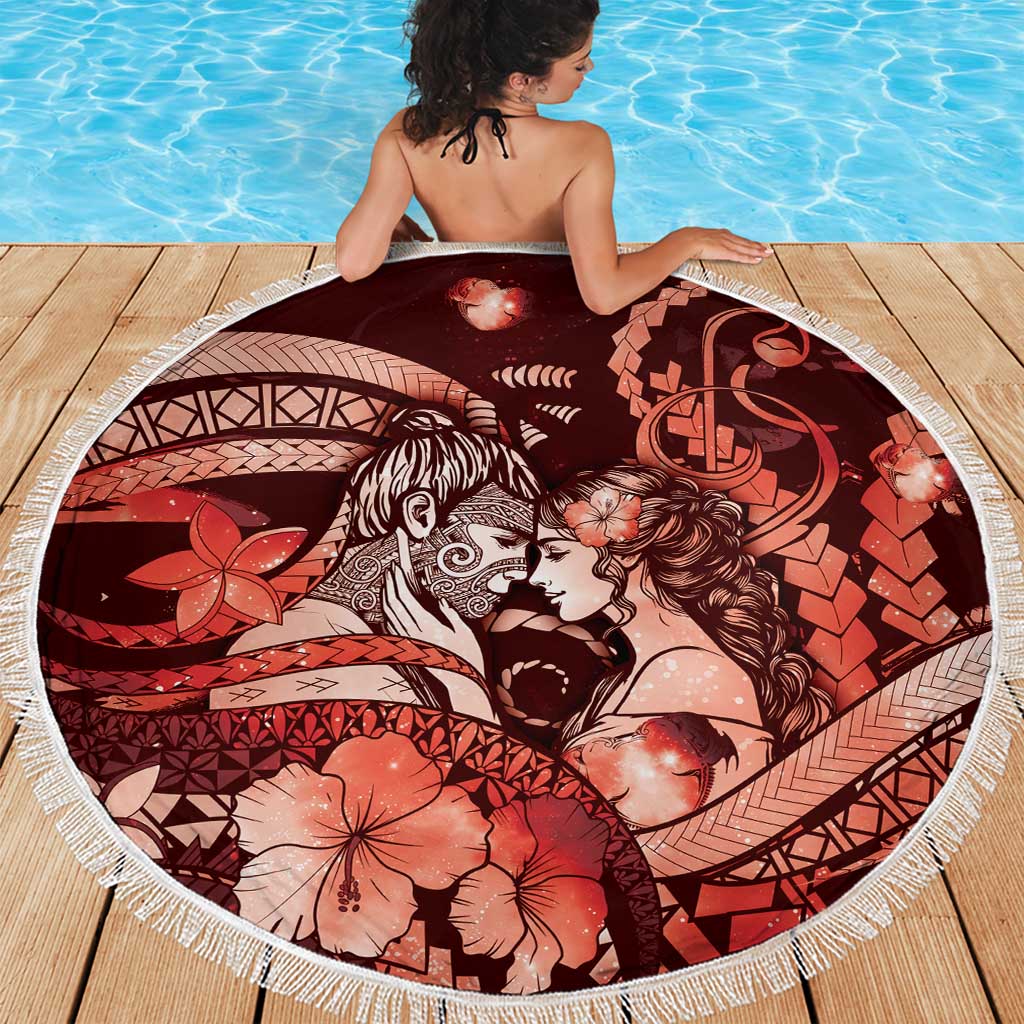 Maori Romantic Valentine Beach Blanket The Hongi Kiss Red Galaxy