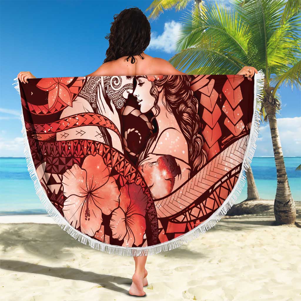Maori Romantic Valentine Beach Blanket The Hongi Kiss Red Galaxy