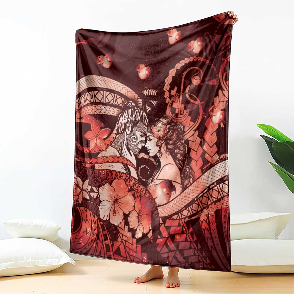Maori Romantic Valentine Blanket The Hongi Kiss Red Galaxy