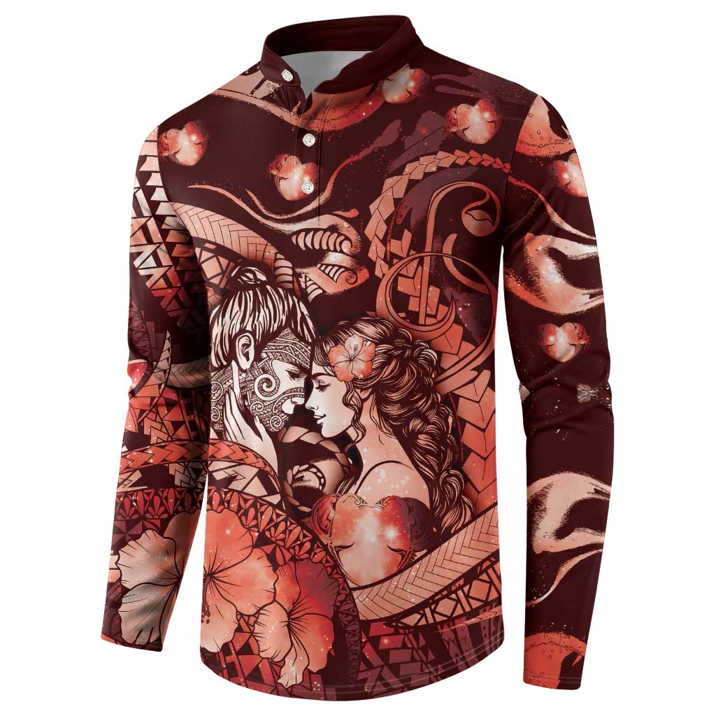 Personalised Maori Romantic Valentine Button Sweatshirt The Hongi Kiss Red Galaxy