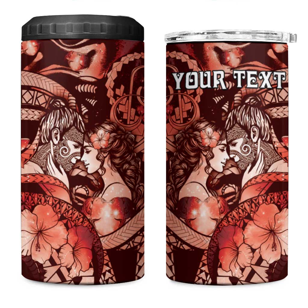 Personalised Maori Romantic Valentine 4 in 1 Can Cooler Tumbler The Hongi Kiss Red Galaxy