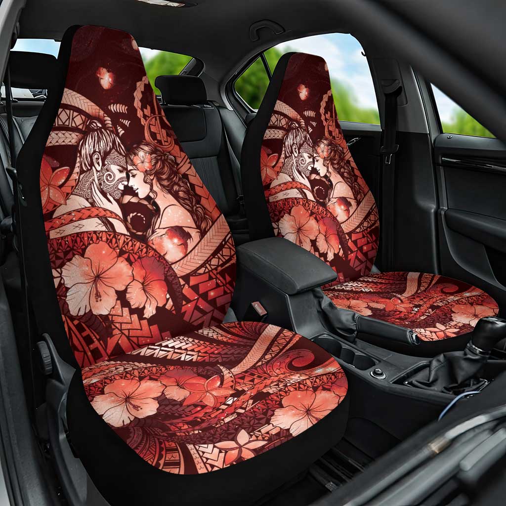 Maori Romantic Valentine Car Seat Cover The Hongi Kiss Red Galaxy