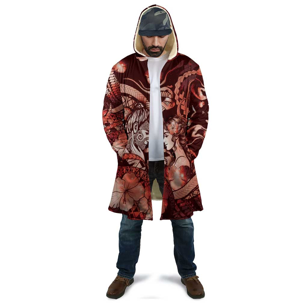 Personalised Maori Romantic Valentine Cloak The Hongi Kiss Red Galaxy