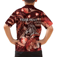 Personalised Maori Romantic Valentine Family Matching Mermaid Dress and Hawaiian Shirt The Hongi Kiss Red Galaxy DT05 - Polynesian Pride