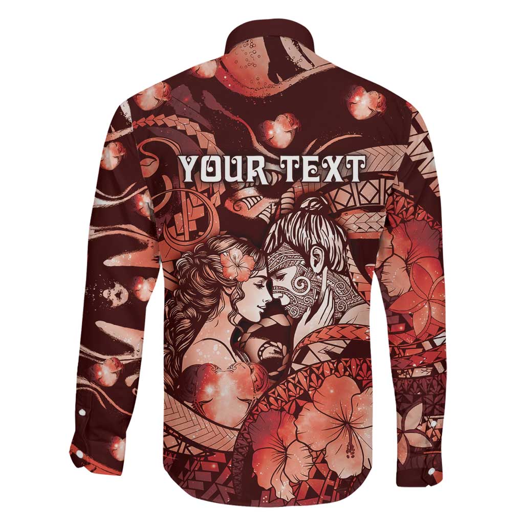 Personalised Maori Romantic Valentine Family Matching Puletasi and Hawaiian Shirt The Hongi Kiss Red Galaxy