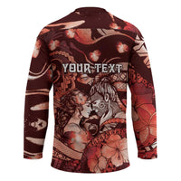 Personalised Maori Romantic Valentine Hockey Jersey The Hongi Kiss Red Galaxy DT05 - Polynesian Pride