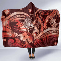 Maori Romantic Valentine Hooded Blanket The Hongi Kiss Red Galaxy