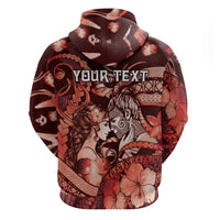 Personalised Maori Romantic Valentine Hoodie The Hongi Kiss Red Galaxy