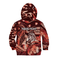 Personalised Maori Romantic Valentine Kid Hoodie The Hongi Kiss Red Galaxy
