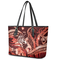 Maori Romantic Valentine Leather Tote Bag The Hongi Kiss Red Galaxy