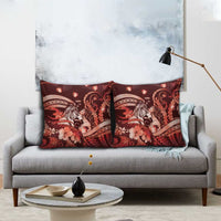 Maori Romantic Valentine Pillow Cover The Hongi Kiss Red Galaxy