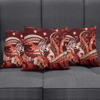 Maori Romantic Valentine Pillow Cover The Hongi Kiss Red Galaxy