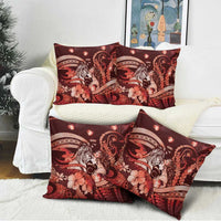 Maori Romantic Valentine Pillow Cover The Hongi Kiss Red Galaxy