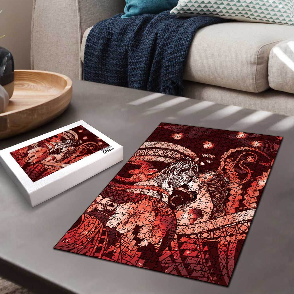 Maori Romantic Valentine Puzzle The Hongi Kiss Red Galaxy