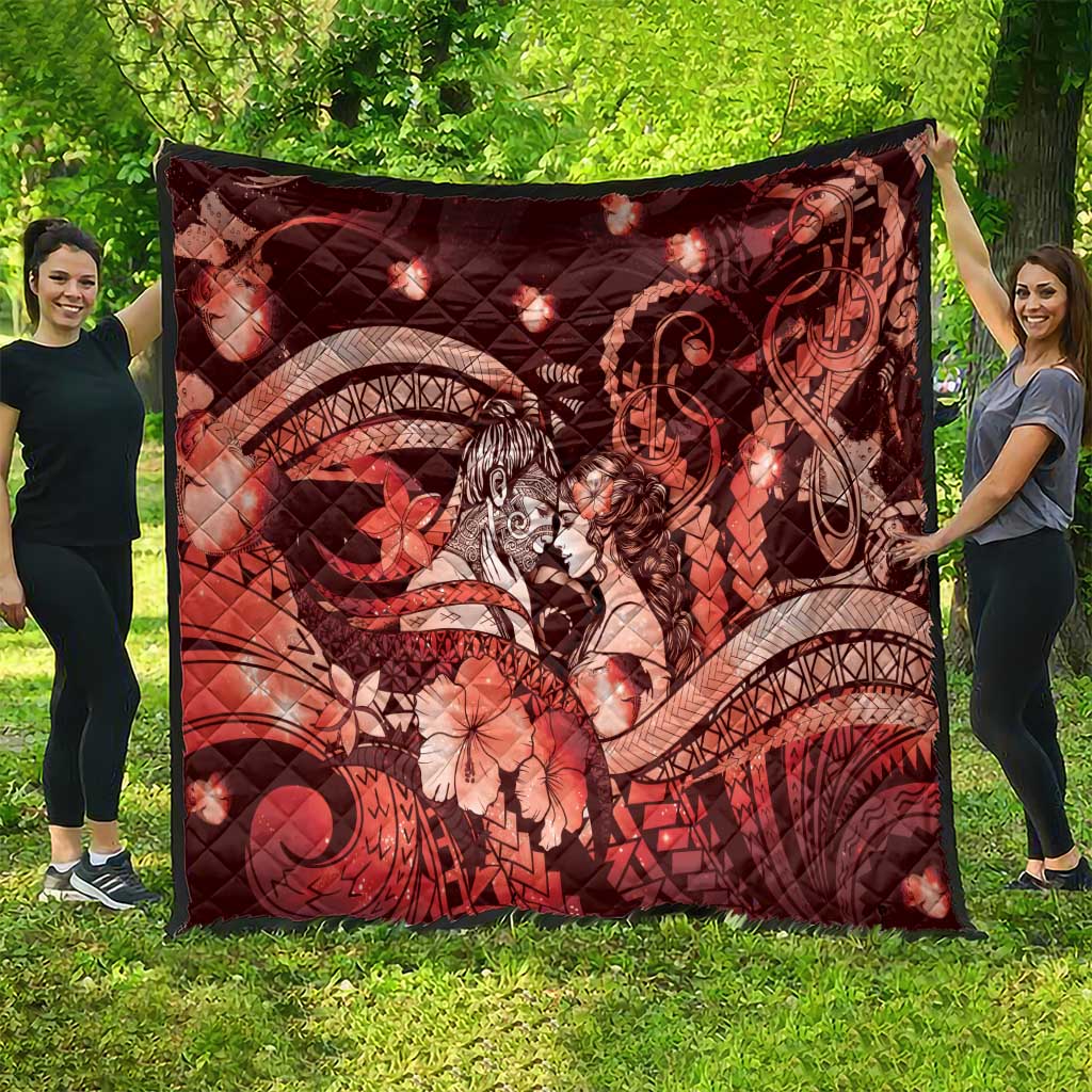 Maori Romantic Valentine Quilt The Hongi Kiss Red Galaxy DT05 - Polynesian Pride