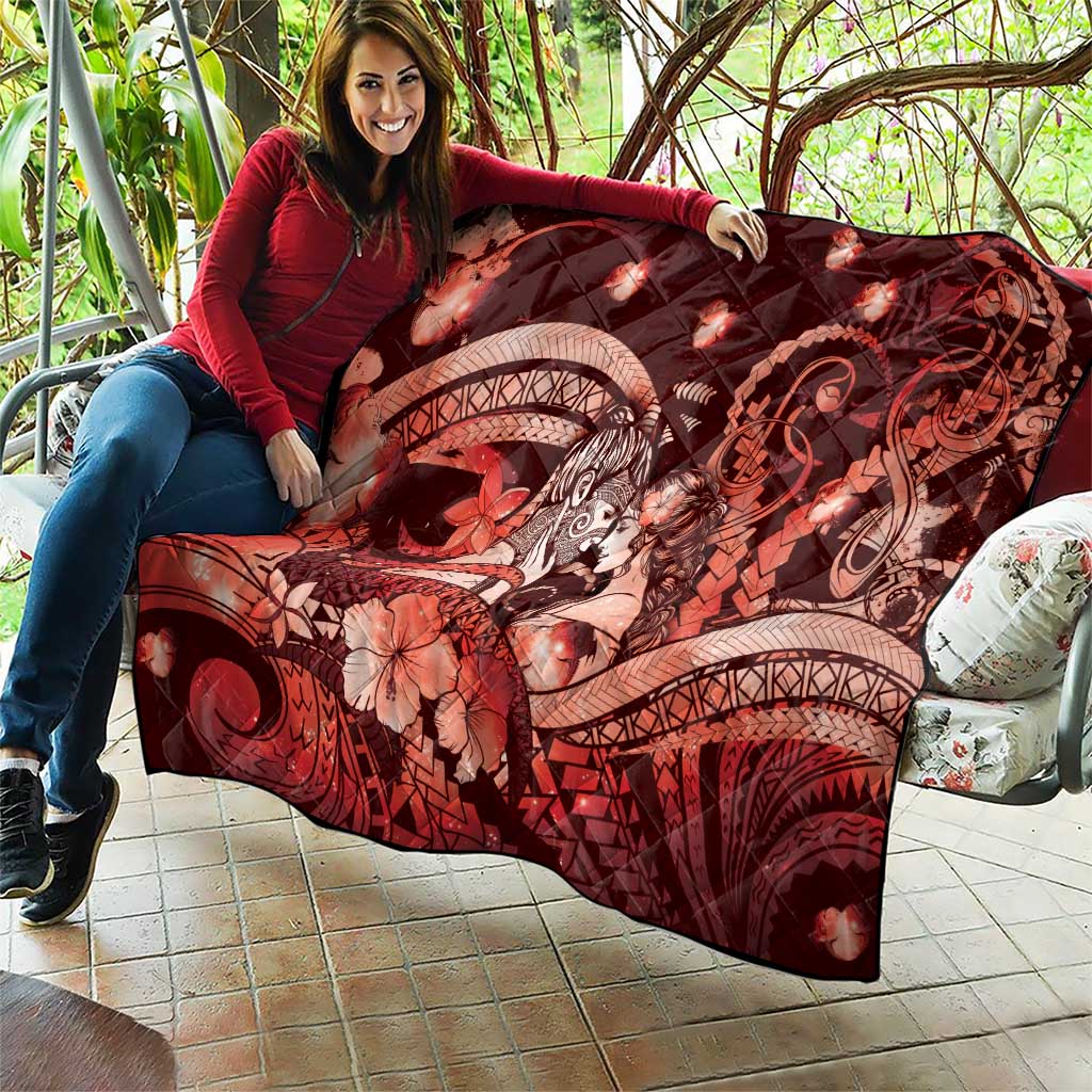 Maori Romantic Valentine Quilt The Hongi Kiss Red Galaxy DT05 - Polynesian Pride
