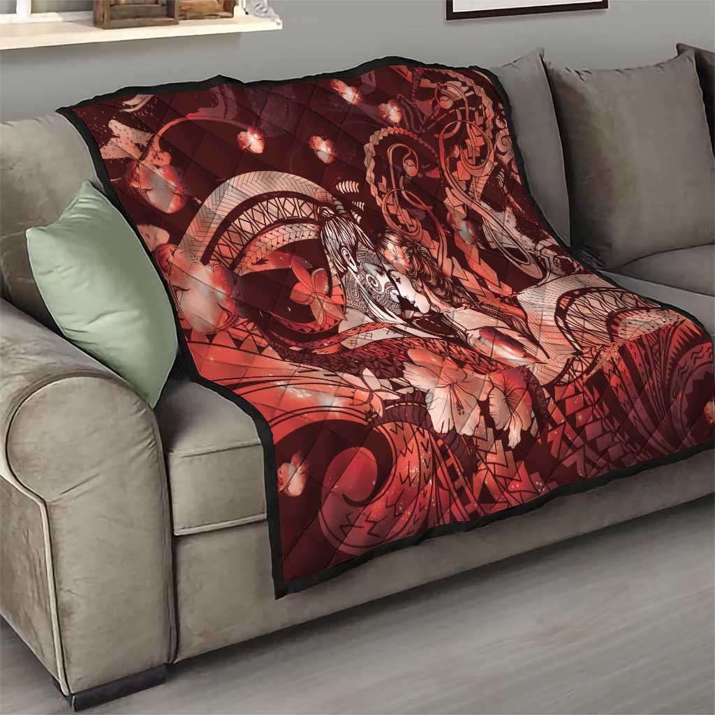 Maori Romantic Valentine Quilt The Hongi Kiss Red Galaxy DT05 - Polynesian Pride
