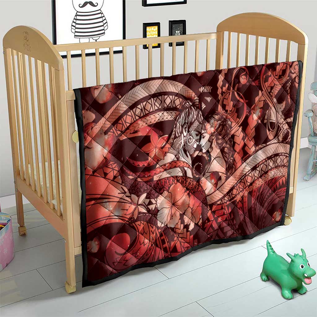 Maori Romantic Valentine Quilt The Hongi Kiss Red Galaxy DT05 - Polynesian Pride