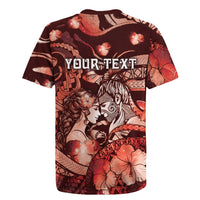 Personalised Maori Romantic Valentine Rugby Jersey The Hongi Kiss Red Galaxy